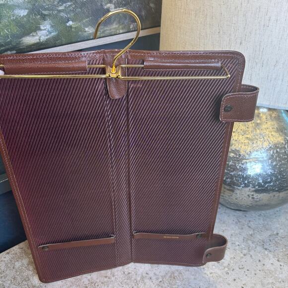 Vintage Brown Cowhide Leather Tie Case Travel Storage Hanger Organizer - Picture 5 of 6